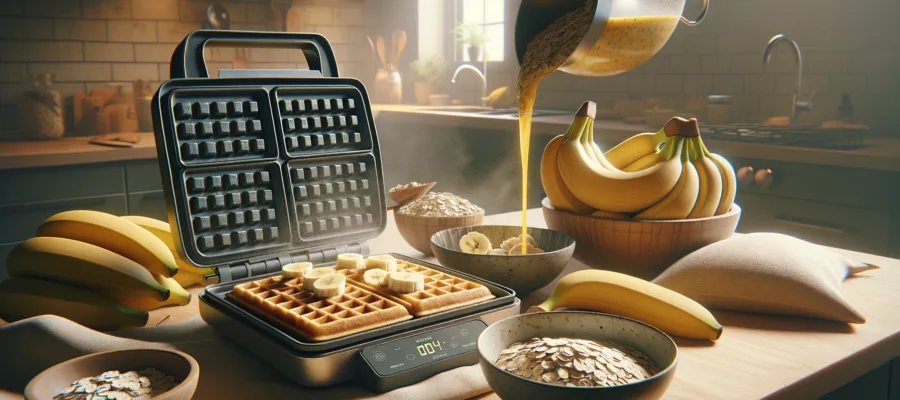 Banane-Hafer-Waffeln aus dem Waffeleisen