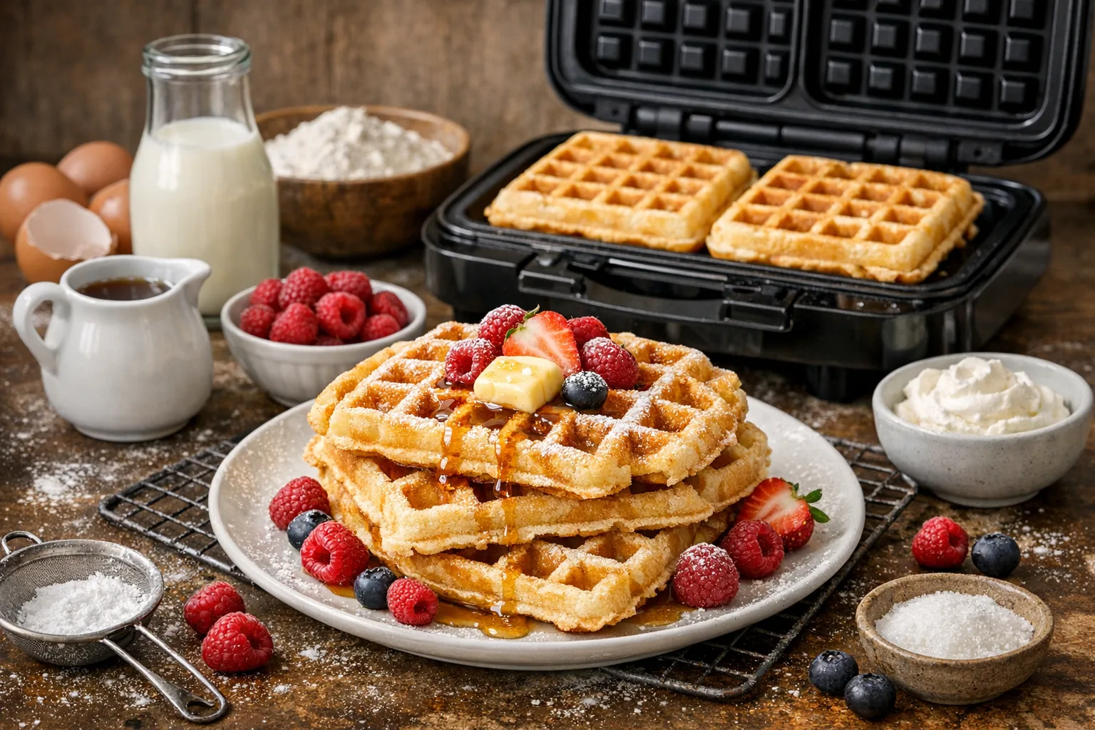 Fluffige Buttermilch-Waffeln aus dem Waffeleisen