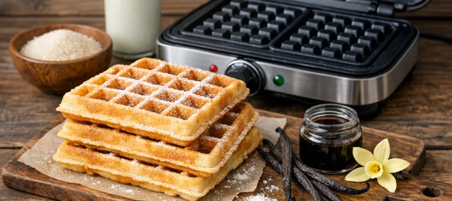 Vanille-Waffeln mit Bourbon-Vanille aus dem Waffeleisen