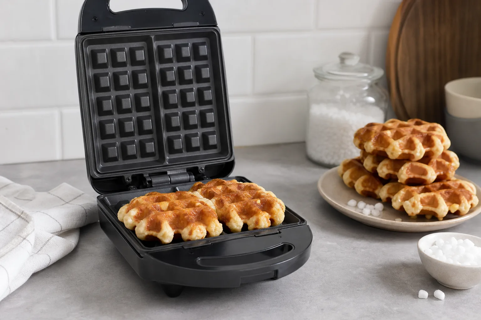 Liège-Waffeln im Waffeleisen backen